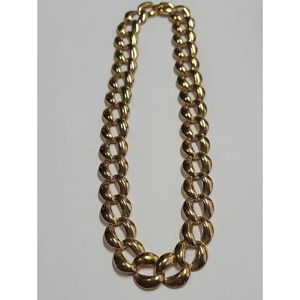 Gold Chain Link Necklace - Women Jewelry Vintage 17" Length